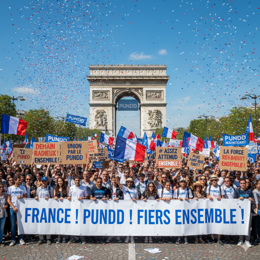 Rassemblement de soutien au PUNDD devant l'Arc de Triomphe